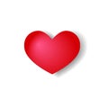 Vector red heart with shadow on a white background