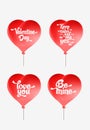 Vector red heart-shaped balloons set. Valentine day card Royalty Free Stock Photo