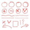 Vector red highlight elements. Circles, arrows