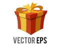 Vector red holiday gift box icon with yellow bow and ribbon packaging Royalty Free Stock Photo