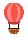 Vector red hot air balloon icon. Air transport for kids. Funny transportation clip art for children. Cute vehicle isolated on