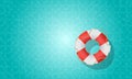 Vector a red inflatable ring floating in swimming pool top view. Realistic 3D lifebuoy on the blue water background. Royalty Free Stock Photo