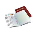Vector red international passport template with sample personal womans data page