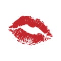 Vector red lipstick lips kiss imprint Royalty Free Stock Photo