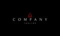 A vector red logo with an abstract image of a skyscraper in the form of an arrowhead. Royalty Free Stock Photo