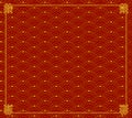 Vector Red Orintal Ornament, Wave Shapes, Circles Background, Red and Gold Colors, Backdrop.