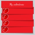 Vector red paper enumerated valentine list