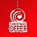 Vector red paper winter sale, sticker - Christmas offer with christmas ball