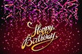 Vector Red Party Background. Happy Birthday Celebration Design, Vector Confetti Elements, Greeting Card Template Colors