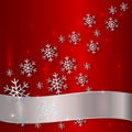 Vector Red Plate with Snowflakes and White Ribbon
