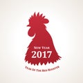 Vector red rooster, symbol of 2017. The emblem the New Year according to the Chinese calendar Royalty Free Stock Photo