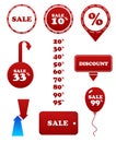 Vector red sale set. Stamp discount tags labels Royalty Free Stock Photo