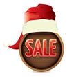 Vector red Santa hat with special sale sign tag isolated on white background. vector merry christmas sale label, sticker Royalty Free Stock Photo