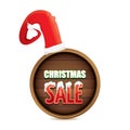 Vector red Santa hat with special sale sign tag isolated on white background. vector merry christmas sale label, sticker Royalty Free Stock Photo