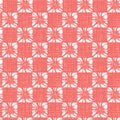 Vector red shibori small squares pattern with canvas texture background. Suitable for textile, gift wrap and wallpaper