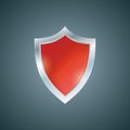 Vector red shield. Defense icon. Protection concept.