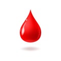 Vector red shiny blood drop on white background. 3d realistic render vector icon Royalty Free Stock Photo