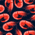 Shrimp seamless pattern, seafood background Royalty Free Stock Photo