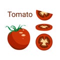 Vector red tomato with slices Royalty Free Stock Photo