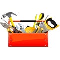 Vector Red Toolbox with Hand Tools Royalty Free Stock Photo