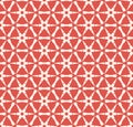 Vector red and white abstract geometric seamless pattern with grid, net, flowers Royalty Free Stock Photo