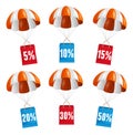 Vector red and white parachute with paper bag sale