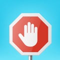 Vector Red and White Round Prohibition Sign Icon. Stop Traffic Sign Frame Closeup on a Blue Sky Background. Traffic Road Royalty Free Stock Photo