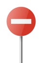 Vector Red and White Round Prohibition Sign Icon. Stop Traffic Sign Frame Closeup Isolated on a White Background Royalty Free Stock Photo