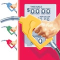 Vector refueling hose and gas station counters Royalty Free Stock Photo