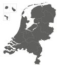 Vector regional blank map of Netherlands with provinces, Caribbean special municipalities and administrative divisions.