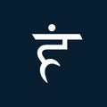 Vector reiki speritual chakra icon: vishudha. Om meditation sign, tattoo yoga symbol on a dark blue background