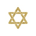 Vector religion symbol golden glitter Star of David. Israel 70 anniversary sign. Jerusalem golden star. Star with gold Royalty Free Stock Photo