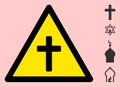 Vector Religious Cross Warning Triangle Sign Icon Royalty Free Stock Photo