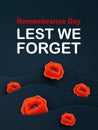 Vector Remembrance Day web layered banner. Paper cut Red Poppy flower International symbol of Peace. Anzac, Memorial