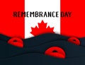 Vector Remembrance Day web layers banner. Canadian Red Poppy flower symbol of Peace. Anzac, Memorial, Veterans Day