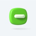 Vector Render 3d of Minus Icon. Green color.