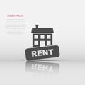 Vector rent house icon in flat style. Rent sign illustration pictogram. Rental business concept Royalty Free Stock Photo