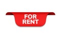 Vector rent tag apartment banner sign. Rent offer room red tag rental ribbon Royalty Free Stock Photo