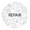 Vector Repair pattern with word. Repair background