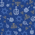 Hanukkah Blue Elements Textured vector repeat pattern background Royalty Free Stock Photo