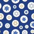 Blue textured Hanukkah Star of David vector repeat pattern background