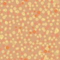 Vector repeat pattern. Doodle polka dots repeated pattern of pastel peach, colors Royalty Free Stock Photo