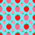Vector repeat pattern strawberries on blue background