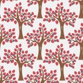 Vector repeat seamless pattern with apple trees.