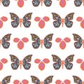 Vector repeat seamless pattern with leaves and butterflies.