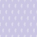 Vector repeat seamless pattern with small flowerson light purple background.