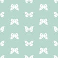 White butterflies butterflies and blue background repeat pattern. Vector seamless pattern.