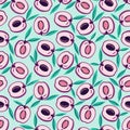 Vector repeating texture with stylized plum. Abstract seamless pattern