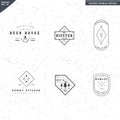 Square logo badge template for food restaurant, beer for bar and camp tree