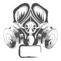 Vector respirator graffiti steampunk style gas mask on white background